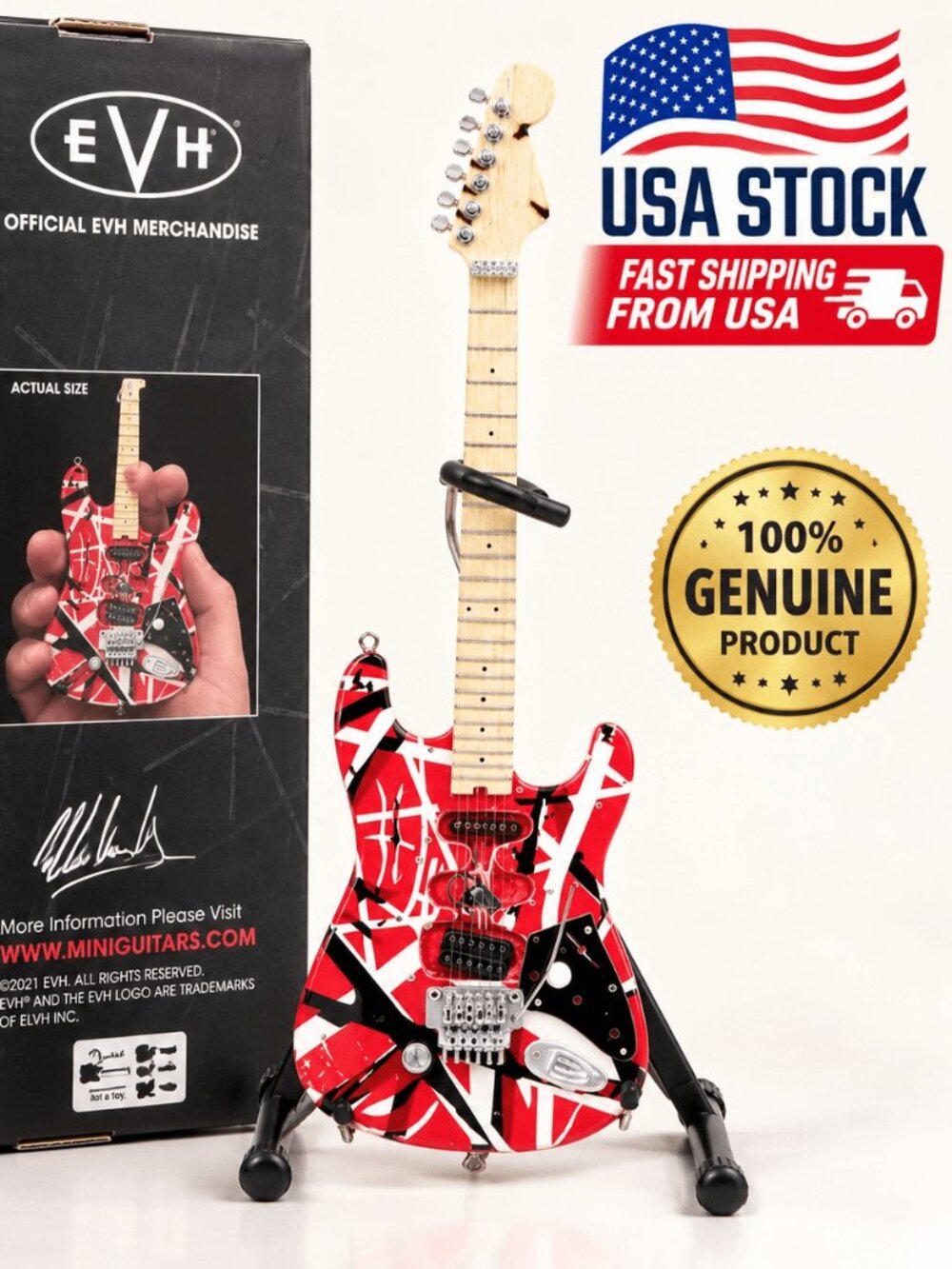 EVH Eddie Van Halen Frankenstein Mini Guitar Replica Rock Collectible